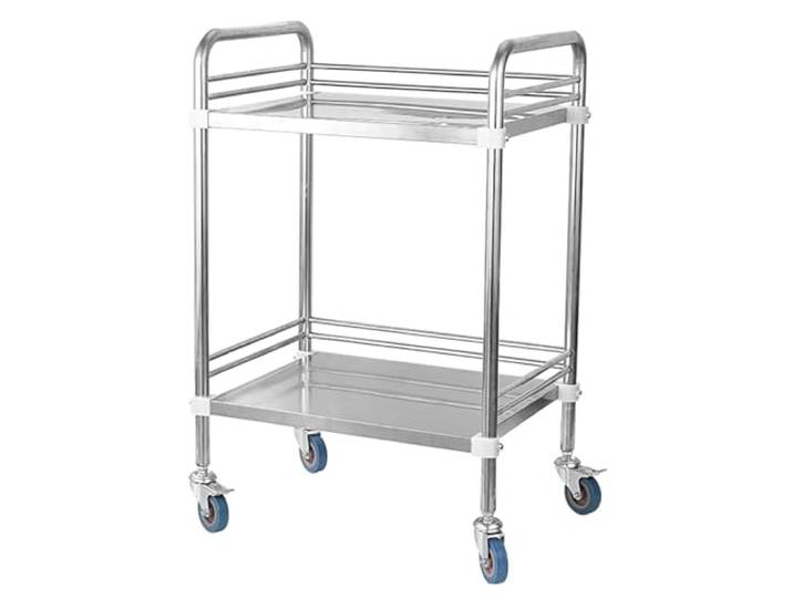 WXXSHGDW Rollwagen Medizinisch mit 2 Ablagen, Laborwagen mit Rädern, Edelstahlwagen zur Lagerung in Kliniken, Laboren, Salons Usw(50x40x86cm/20x16x34in)