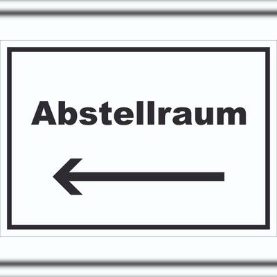 HB-Druck Abstellraum Schild mit Text und Richtungspfeil links Lager waagerecht A6 (105x148mm)