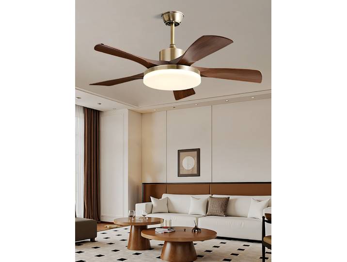 Ventilateur de plafond de style mi-siècle, ventilateur de plafond intégré pour salon et salle à manger, ventilateur électrique silencieux rétro pour chambre à coucher