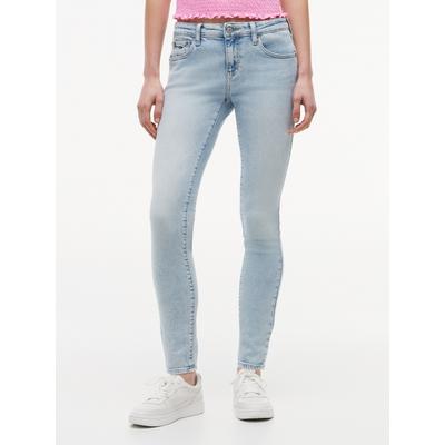Skinny-fit-Jeans TOMMY JEANS "SOPHIE LW SKN", Damen, Gr. 28, Länge 28, blau (denim light), Denim/Jeans, Obermaterial: 99% Baumwolle, 1% Elasthan, unifarben, skinny fit lang, Jeans, Baumwollmischung, skinny fit