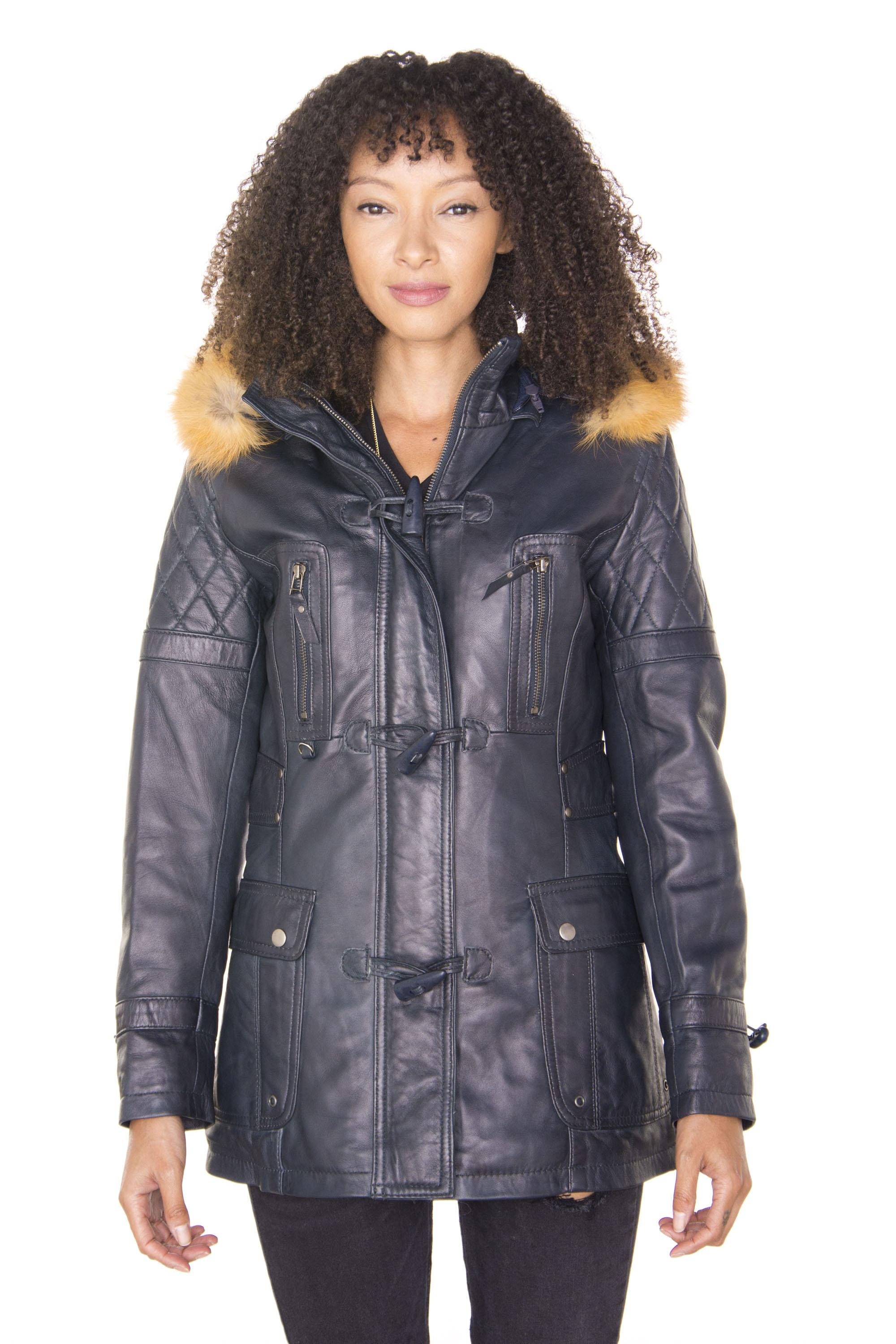 Damen-Parkajacke aus gestepptem Leder – Brüssel