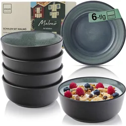 Sänger Geschirr Schalen Set Malmö, Schüssel + Schale, Schwarz, Grün