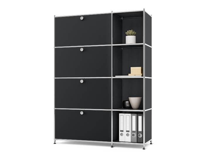 Tchibo - Regal Metall »Cn3« mit 4 Klappenfächern - 115x40x158,5cm - schwarz -