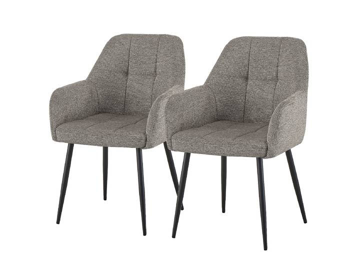 Armlehnenstuhl Eiti 2er-Set 58 x 88 x 63cm Webstoff Aranja: Schlamm Braun/Schlamm