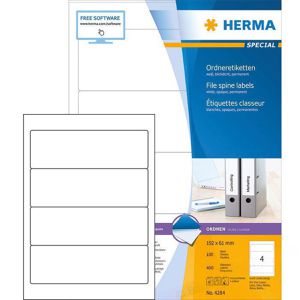 Herma Special 4284 Ordner-Etiketten 61x192 weiß, 400 Stück