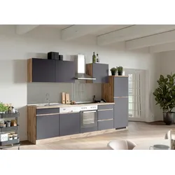 Küchenblock Turin ohne Geräte ca. 300 cm Grau/Eiche