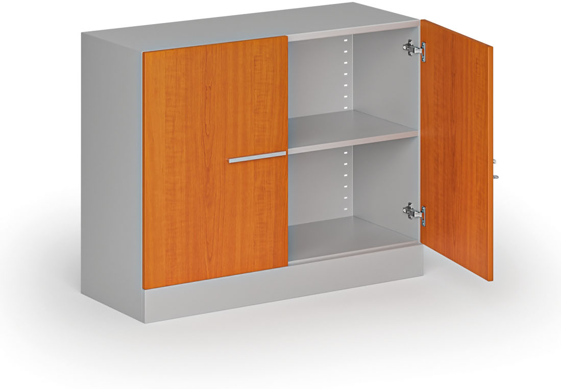 B2B Partner Metall-Aktenschrank mit Holztüren, zerlegt, 800 x 1000 x 400 mm, Kirschbaum