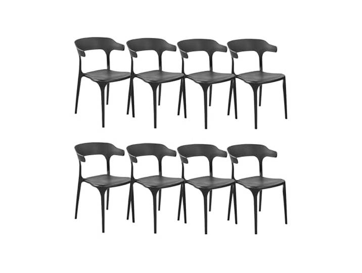 Beliani Indoor & Outdoor Stuhl 8er Set Kunststoff schwarz stapelbar Skandi Modern Gubbio