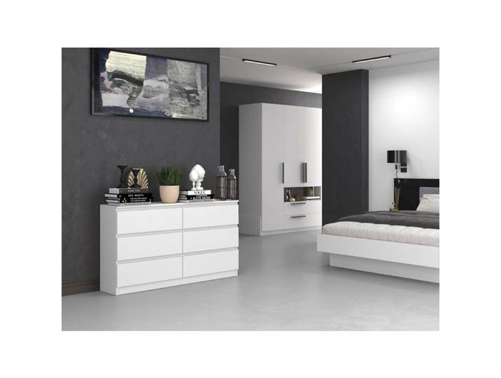 Commode à six tiroirs - MALWA - 138 cm - blanc