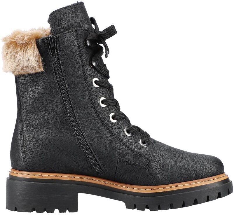 Winterboots RIEKER, Damen, Gr. 43, Warmfutter, schwarz, Lederimitat, Schuhe Winterboots, mit Kunstfell am Schaft