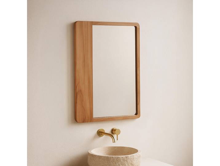 Miroir rectangulaire en bois de teck