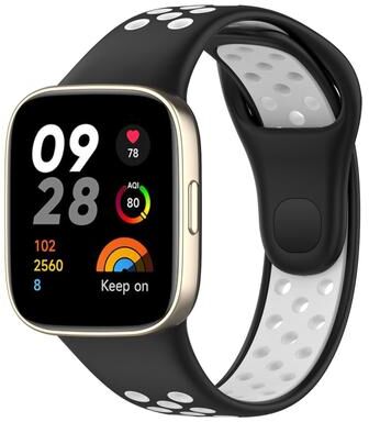 Everyday Crate Redmi Watch 3 Silicone Watch Band Two Color Sports Watch Strap With Secure Press Button black White