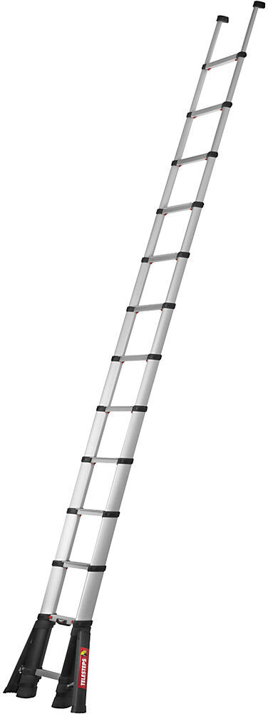 Teleskop-Anlegeleiter PRIME LINE, mit klappbaren Stabilisatoren, 80 mm Stufentiefe, 13 Stufen Telesteps