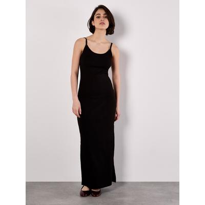 Jerseykleid APRICOT "Jersey-Sommerkleid", Damen, Gr. M (38), N-Gr, schwarz, gewebt, Obermaterial: 96% Polyester PES. 4% Elasthan EL., uni, Kleider Jerseykleid, mit Beinschlitz