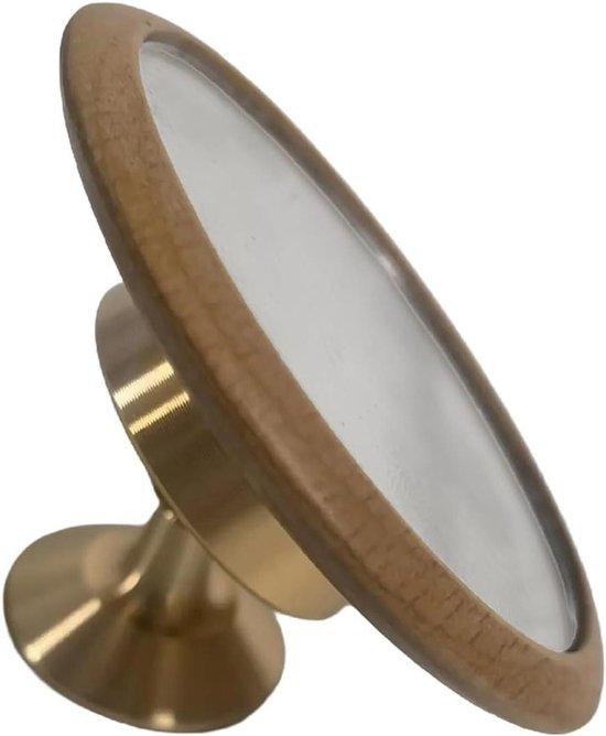 Espresso Spiegel voor Koffie Observatie en Perfecte Extractie met Magnetische Bevestiging, Houtkleur, 8.5 cm