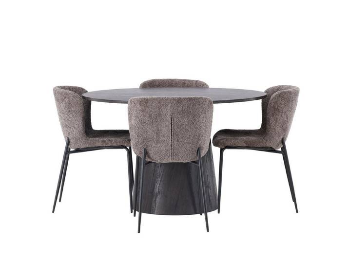 ebuy24 Essgruppe Lanzo Essgruppe Esstisch Mokka 4 Stühle Bouclé bra, (5-tlg)