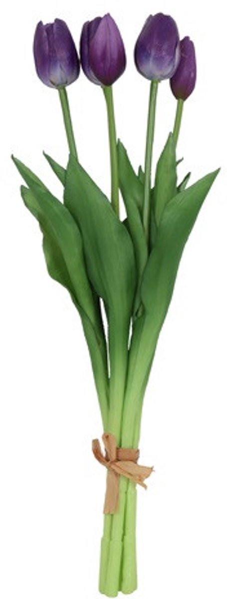 Countryfield Kunstboeket Tulpen Lang - Donkerpaars - 5 Stuks