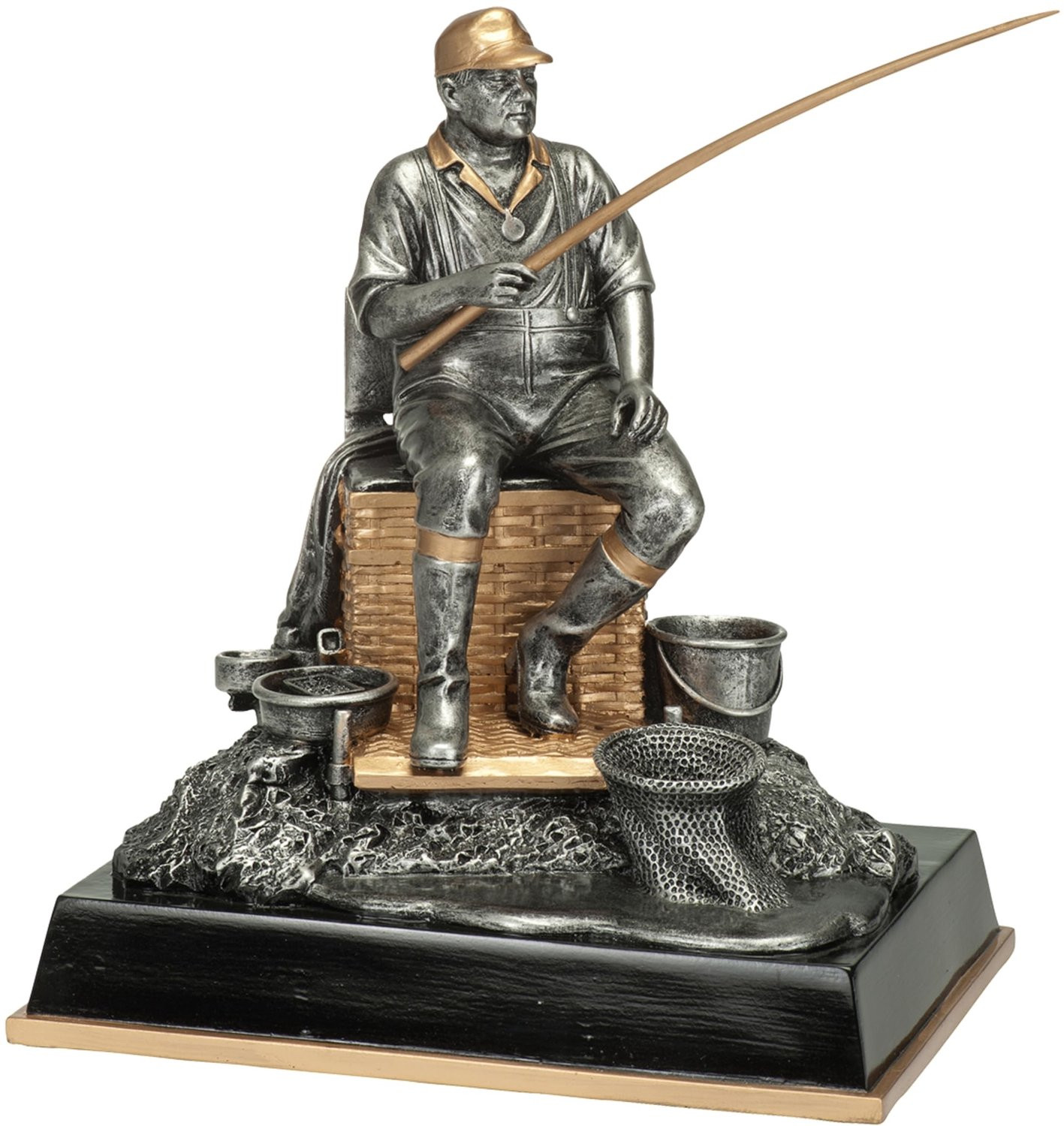 XL Beeld Trofee Vissers op Viskist - 30 cm