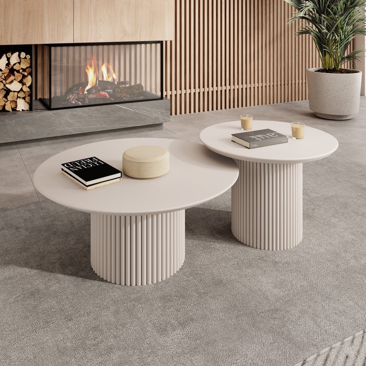 Meubella Salontafel Mixx Beige Set van 2