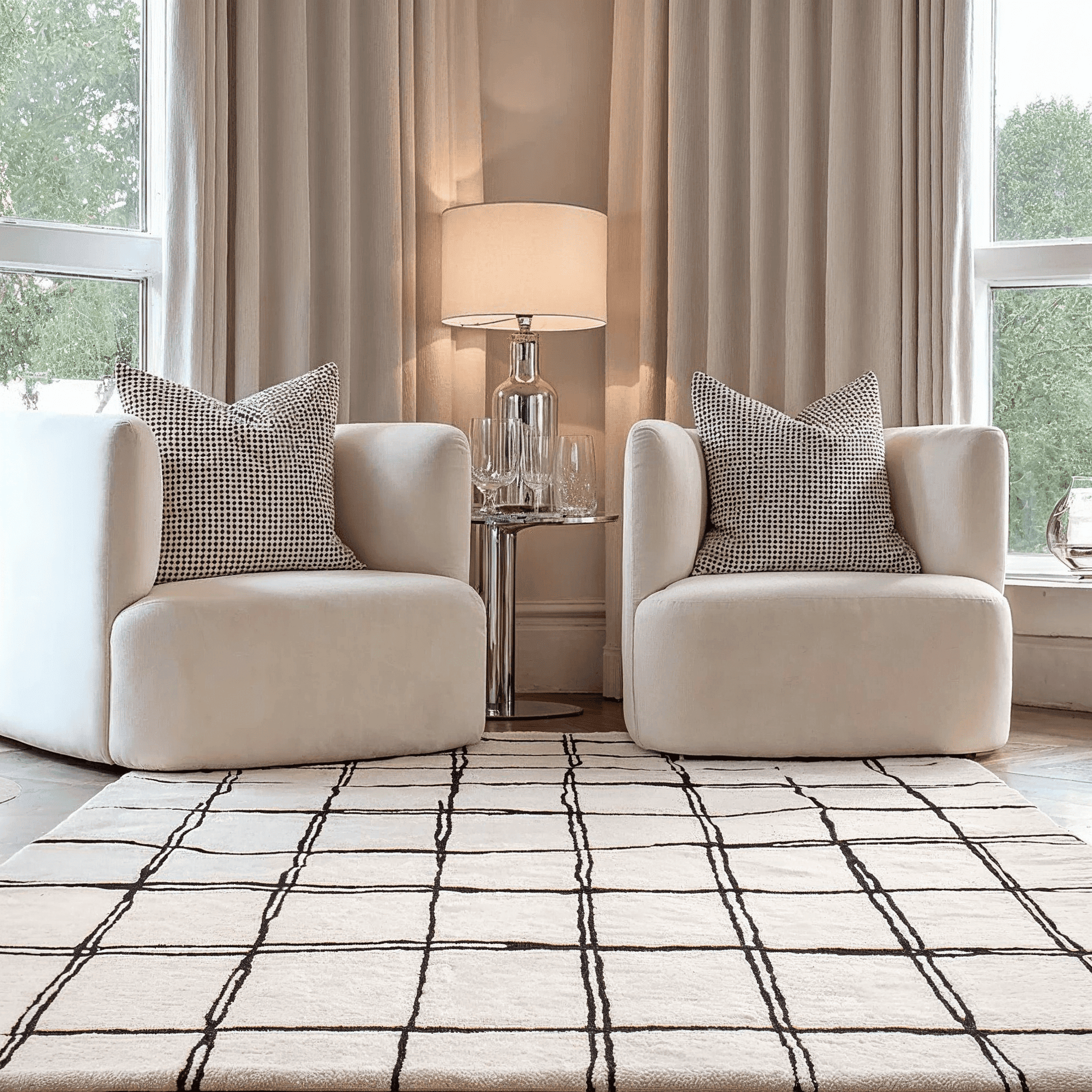 Brisbane Cream Pattern Monochrome Rug, 160 x 230cm