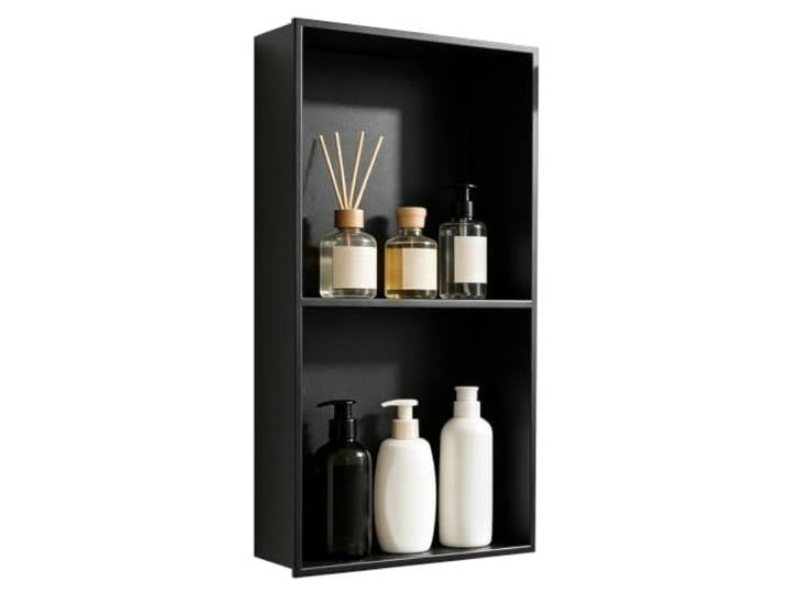 JINGSHIQIAOPL 2-stufige Wandnische Dusche Edelstahl Fliesenfrei Nischenregal Duschnische für Dusche und Badorganisation, 700 x 280 x 125 mm(Black)