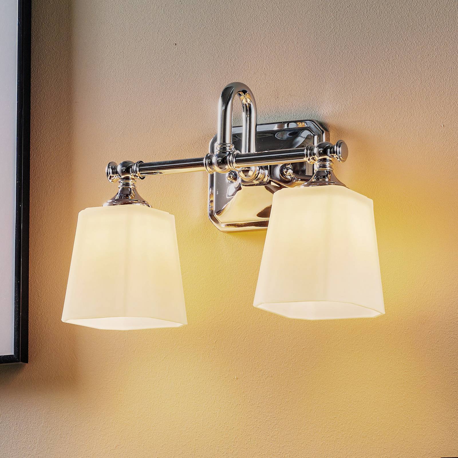 FEISS Wall Light Concord, dimmable, Chrome / silver, Bathroom, Glass, Wall Light