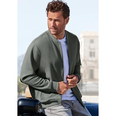 Sweatjacke JOHN DEVIN "aus Struktur-Qualität, relaxed fit", Herren, Gr. 3XL (64/66), salbei, Obermaterial: 83% Baumwolle, 16% Polyester, 1% Elasthan, unifarben, relaxed fit, Rundhals, Rippbündchen, Sweatjacken Sweatjacke, in Struktur-Qualität, mit...