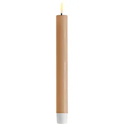Deluxe Homeart LED 2er Set Stabkerze Real Flame, 24 cm, Ø 2,2 cm, 2er Set, karamell