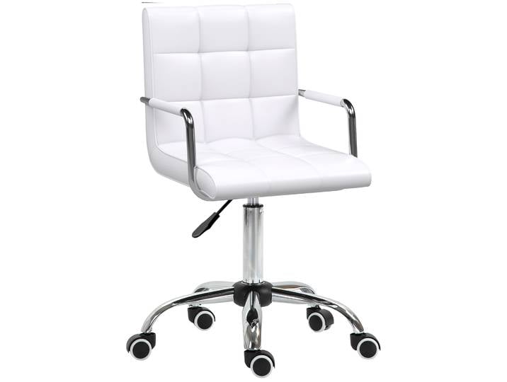 HOMCOM Chaise de bureau fauteuil manager pivotant hauteur réglable revêtement synthétique capitonné blanc