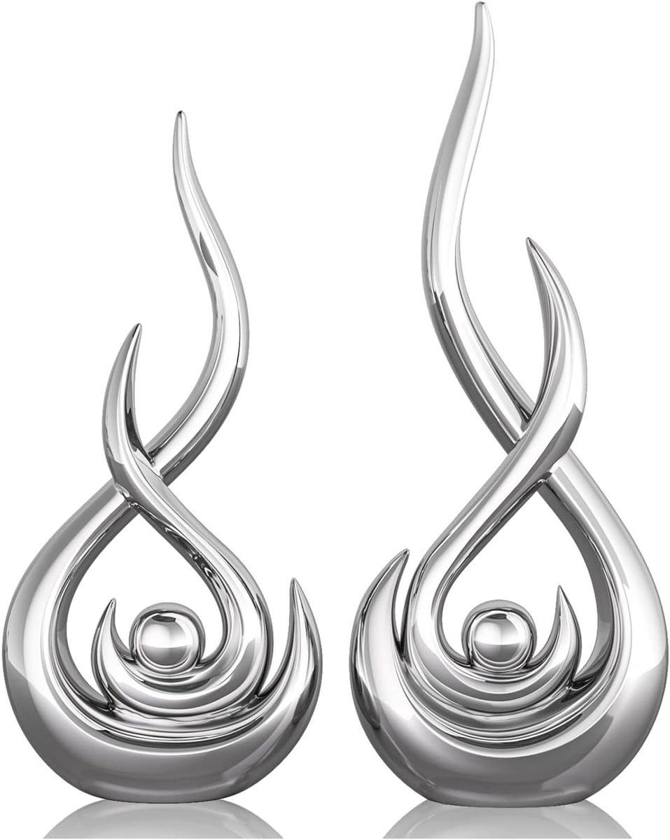 Abstract Kunstbeeld Zilver Keramiek Sculptuur voor Woonkamer Decoratie