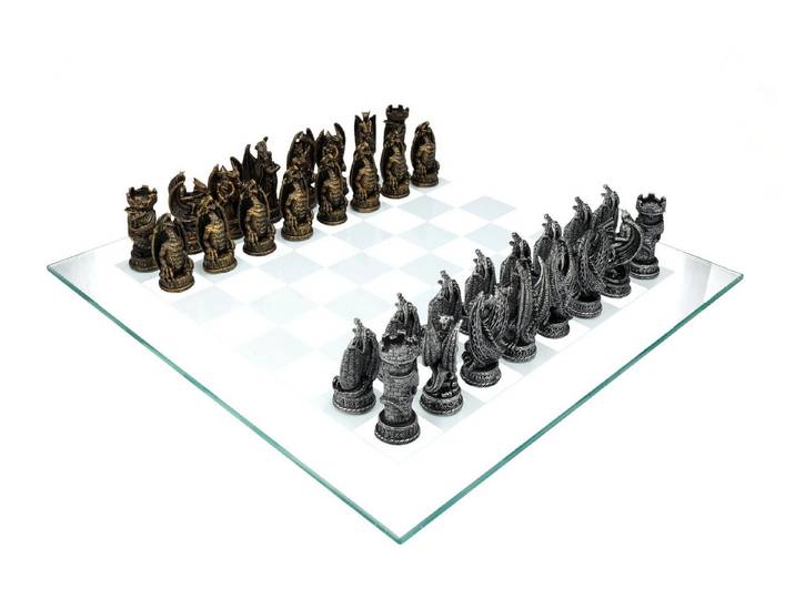 Figuren Shop GmbH Spiel Schachspiel Fantasy - Drachen - Mythologie Schach Dekoration