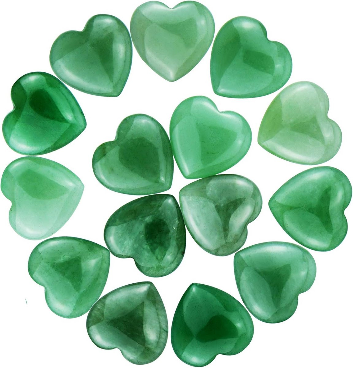 15x Groene Aventurijn Hartvormige Kristallen voor Chakra Healing en Ontspanning