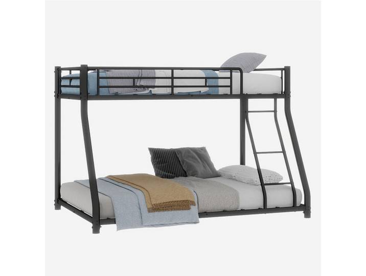 Redom Etagenbett 140/190 cm aus Metall mit Leiter, erhöhtem Geländer und geräuscharmen Latten, Schwarz, Freiform, 140x190 cm, Babymöbel & Kindermöbel, Kinderzimmer & Jugendzimmer, Stockbetten