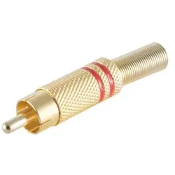 Cinchstecker Metall vergoldet, 6mm, rot