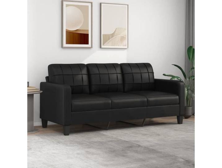 Canapé à 3 places Noir 180 cm Similicuir-7319462872692-LuLo boutique