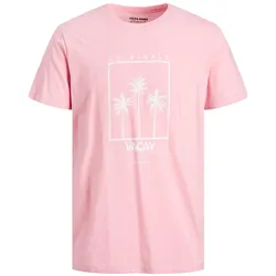 Jack & Jones Herren Rundhals T-Shirt  JORTULUM UV- Regular Fit - Prism Pink 12235217 - S