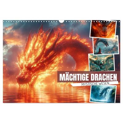 MÄCHTIGE DRACHEN Mystische Wesen (Wandkalender 2026 DIN A3 quer), CALVENDO Monatskalender