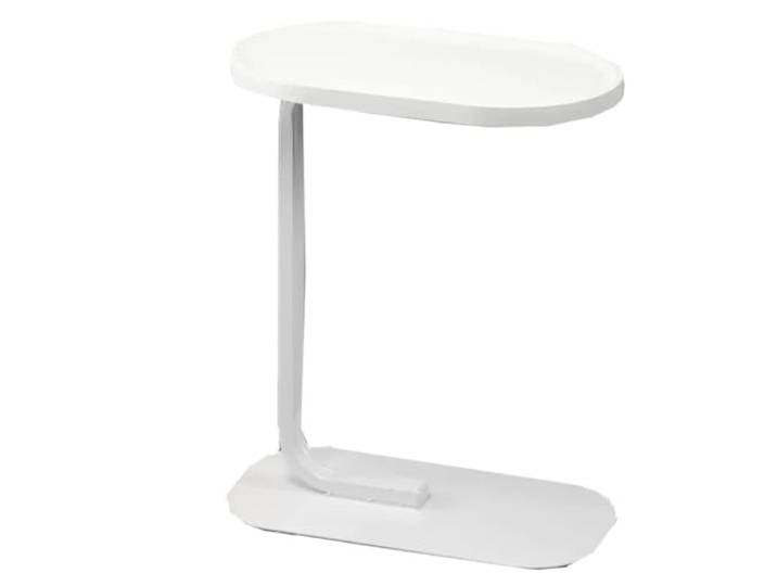 OIFAODAO Runde Tische， Mit Holz-Desktop, ovaler Beistelltisch mit Metallrahmen(White a)
