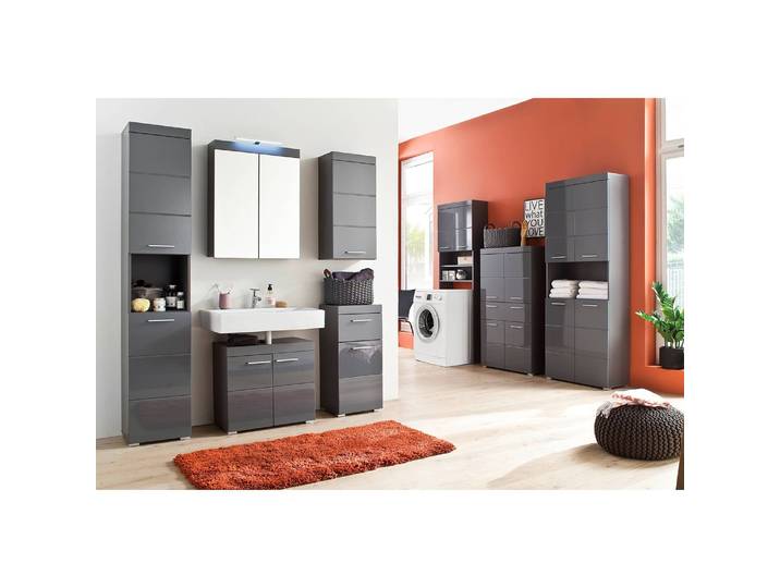 Hochschrank Amanda II 73 x 190 x 31cm Grau/Hochglanz Grau