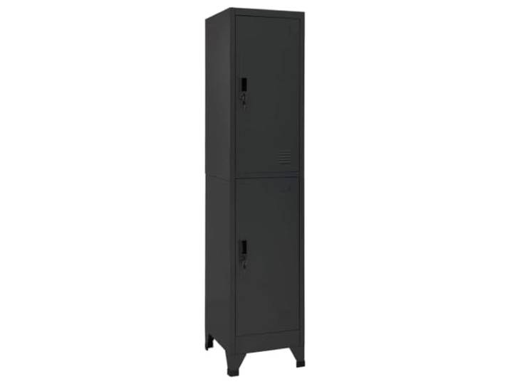 HPUYRFG Schließfachschrank aus Stahl Anthrazit 38x45x180 cm für Schule Büro Abschließbare Türen, Belüftungsöffnungen, Kleiderbügel inklusive, Namensschildhalter, pflegeleichtes Stahlmaterial