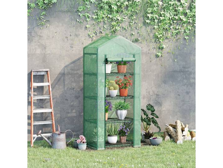 Outsunny Serre Balcon 4 Niveaux Acier/PE Vert