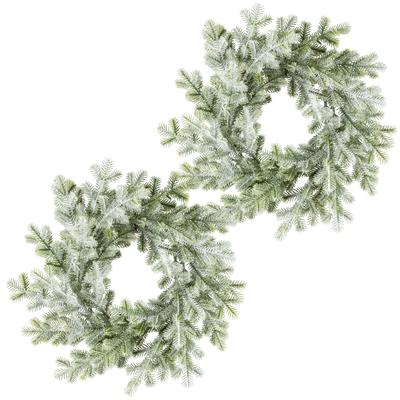 Kunstkranz CREATIV GREEN "Taxus-Kranz", grün, Ø:28cm, Kunststoff, Kunstpflanzen, mit Frost-Optik