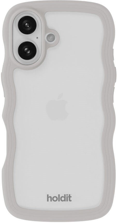 iPhone 16 Holdit Wavy Cover - Wool Grey / Transparent
