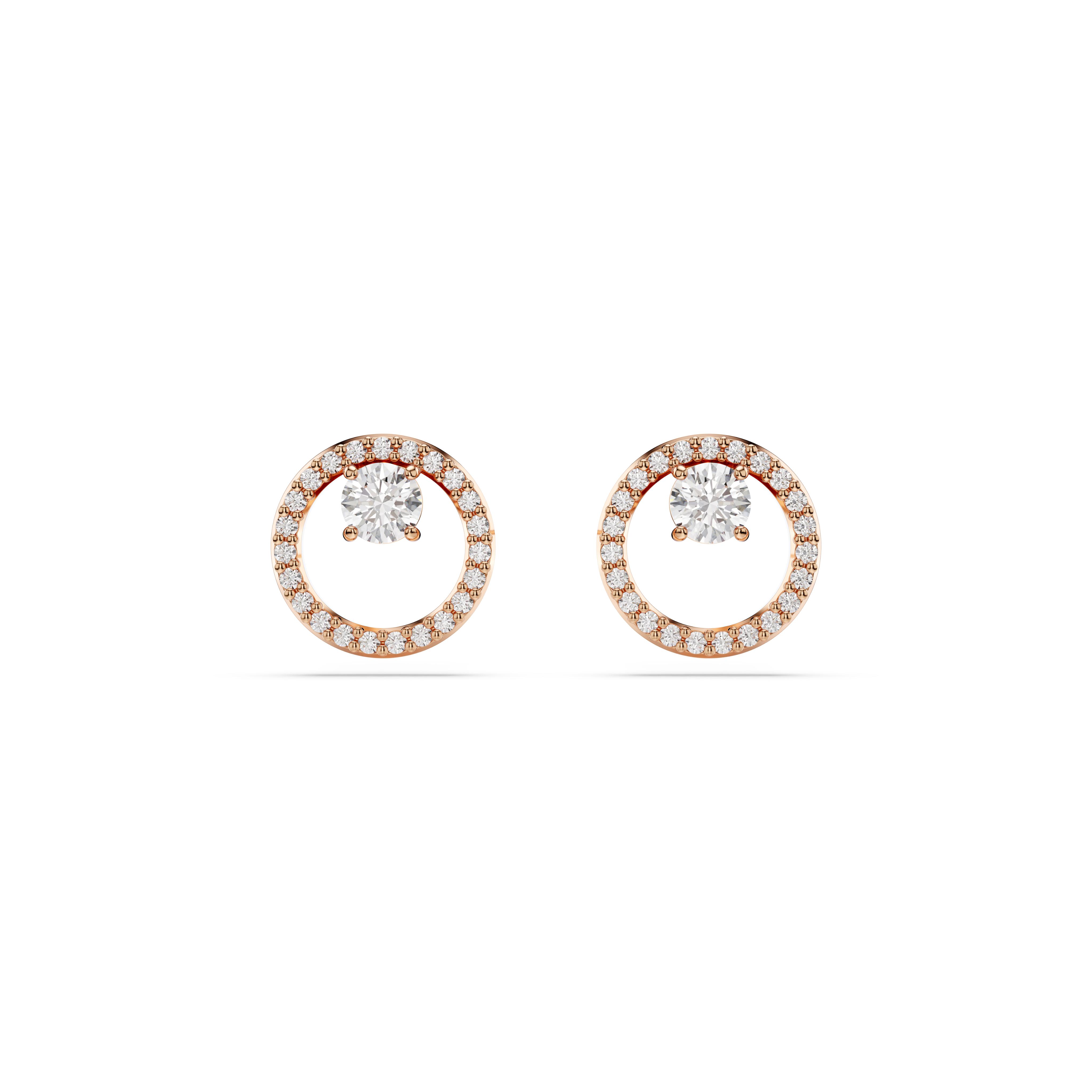 Swarovski 'Dextera' Dames Vergulde Metalen Stud Oorbellen - Roze 5692263