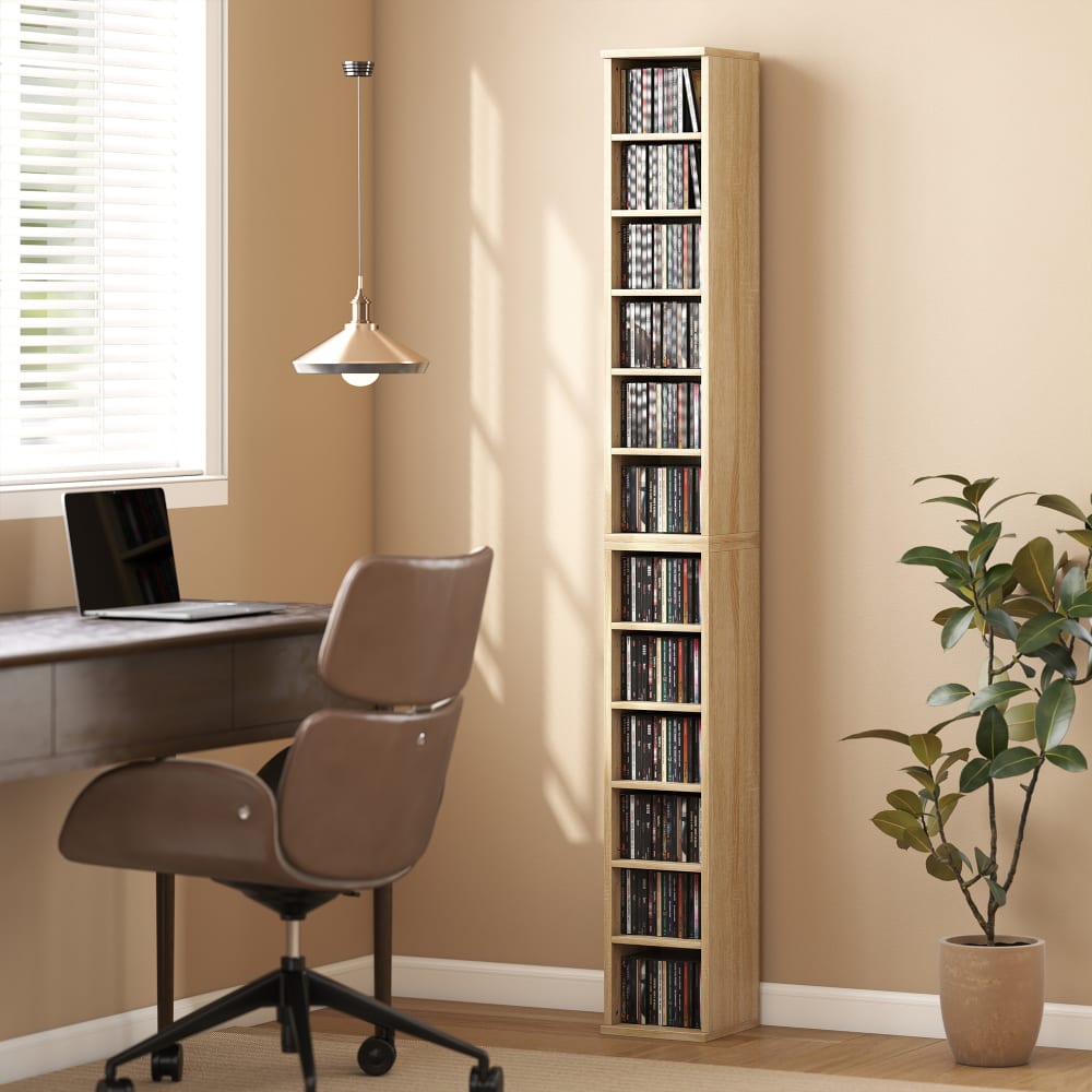 Homcom Estanterías para cds 21x22.5x88.5 cm roble