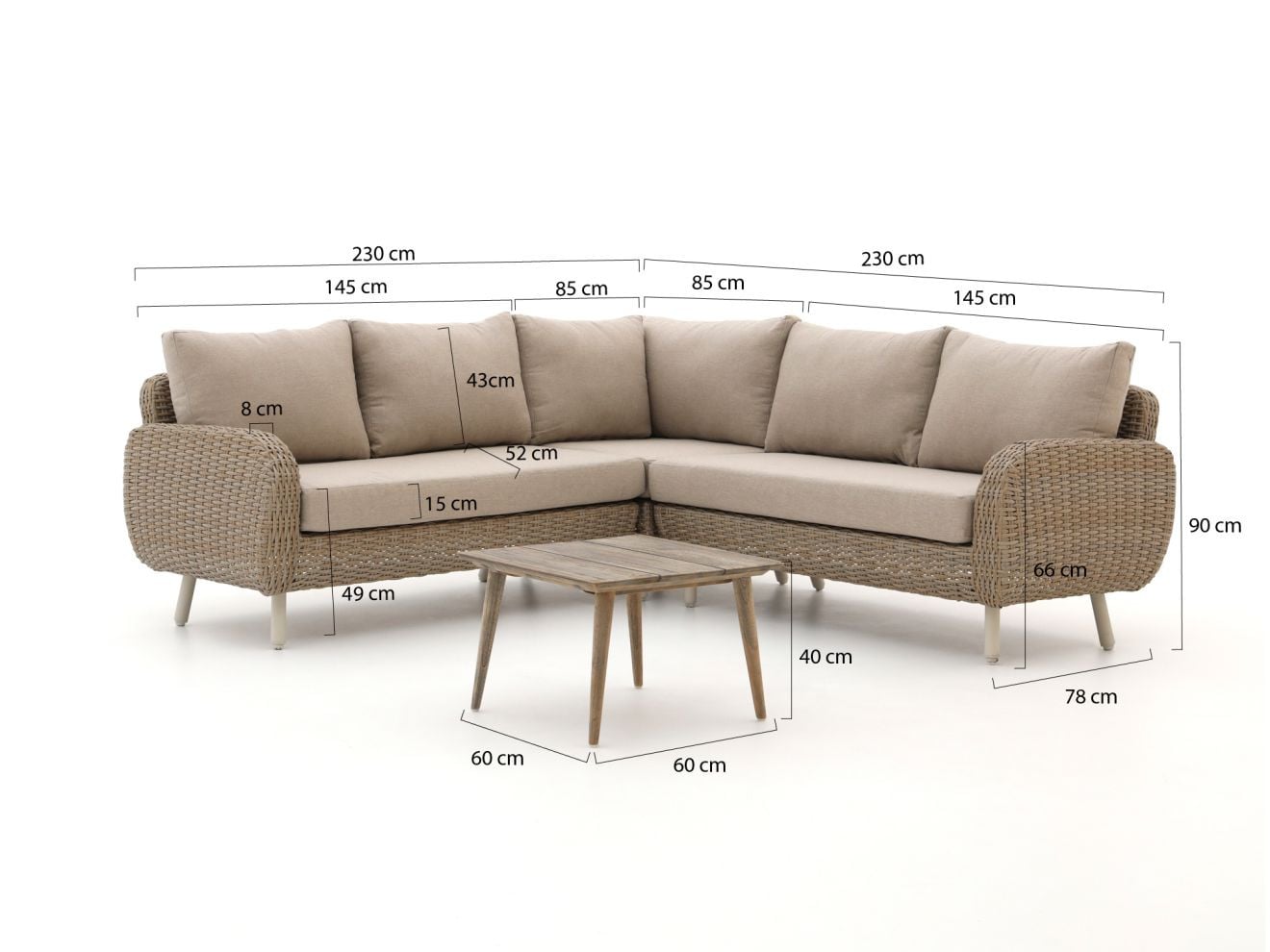 Hoek loungeset Intenso voor 5 personen in beige