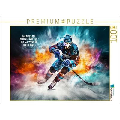 CALVENDO Puzzle Ein Motiv aus dem Kalender Eishockey und positive Gedanken | 1000 Teile Lege-Größe 64x48cm Foto-Puzzle für glückliche Stunden
