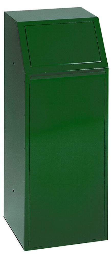 Robuster Wertstoffsammler mit Einwurfklappe selbstschließend | 68 Liter, HxBxT 100x40x40cm | Verzinkter Stahl | Grün