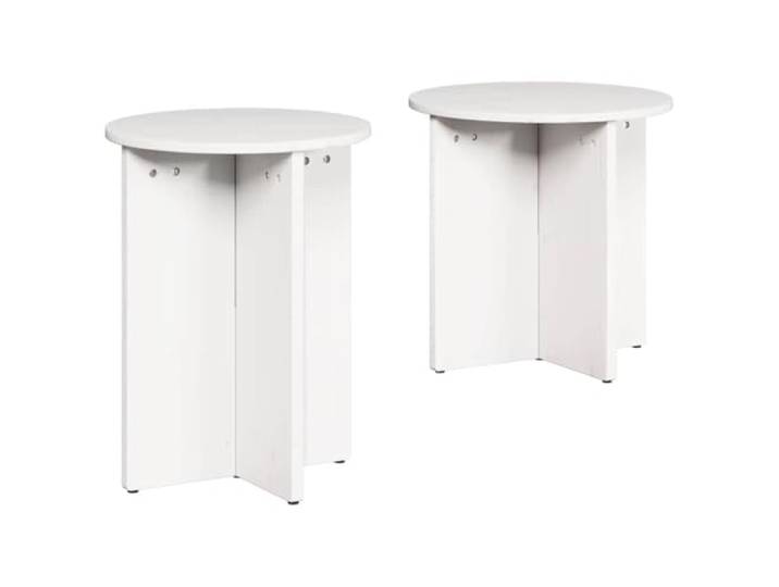 fsahslih Couchtisch 2er Set Weiß Rustikaler Beistelltisch aus Kiefernholz Harmonisches 2er Set aus massivem Kiefernholz in Weiß für Wohnzimmer und Leseecke. Vielseitig kombinierbar und platzsparend.