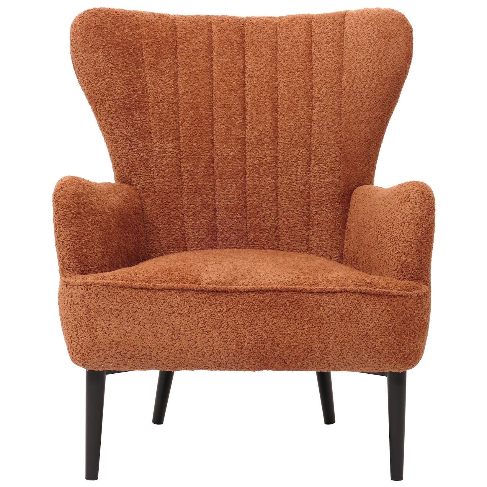 Lounge-Sessel MCW-K37, Cocktail-/Ohrensessel Polsterstuhl Retro Vintage Stoff Chenille (500g/m²) ~ orange